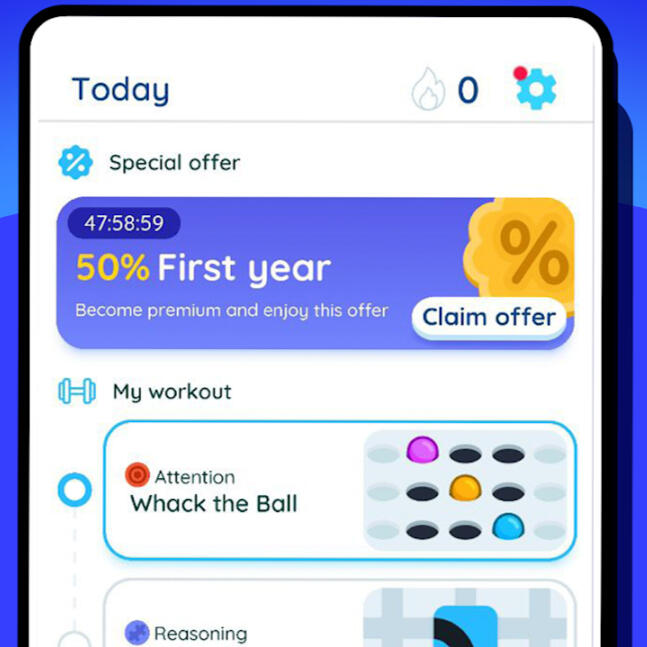 Focus Train Your Brain Worked on: Full re-work, subscriptions, push notifications, pop-up offers funnels, user journey, A/B testing, Game design, data